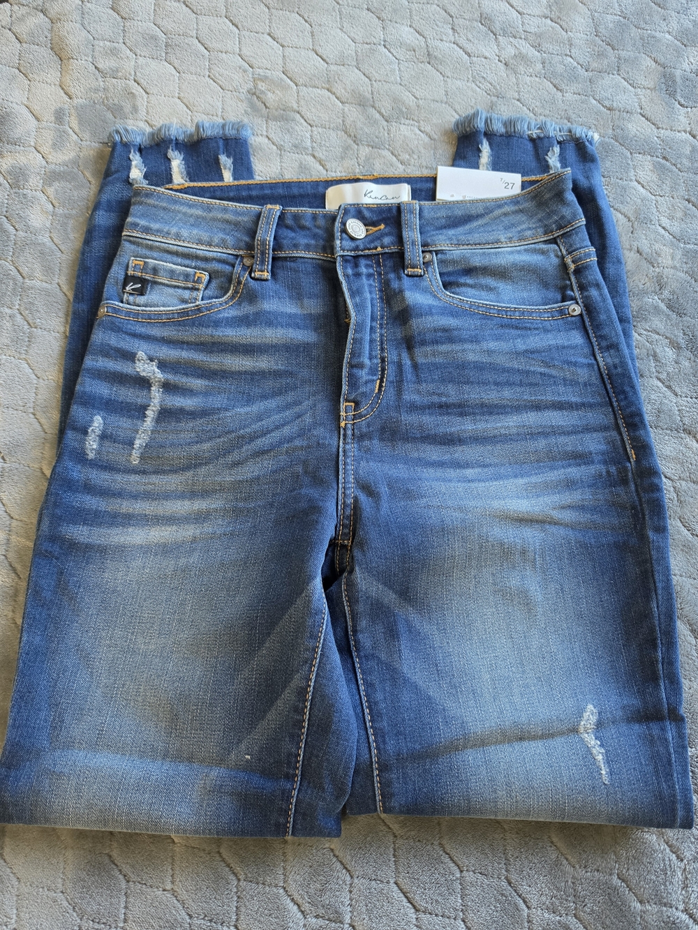 KanCan Medium Blue Distressed Ankle Skinny Jeans